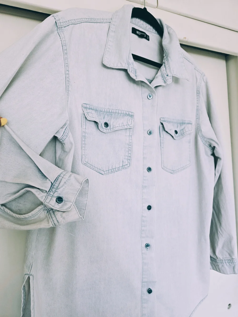 Light Wash Denim Button-Up Shirt - Picture 3 of 6